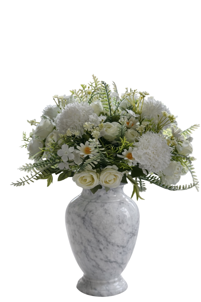 Bouquet Rose, Marguerite et Chrysanthèmes - Couleur Blanc