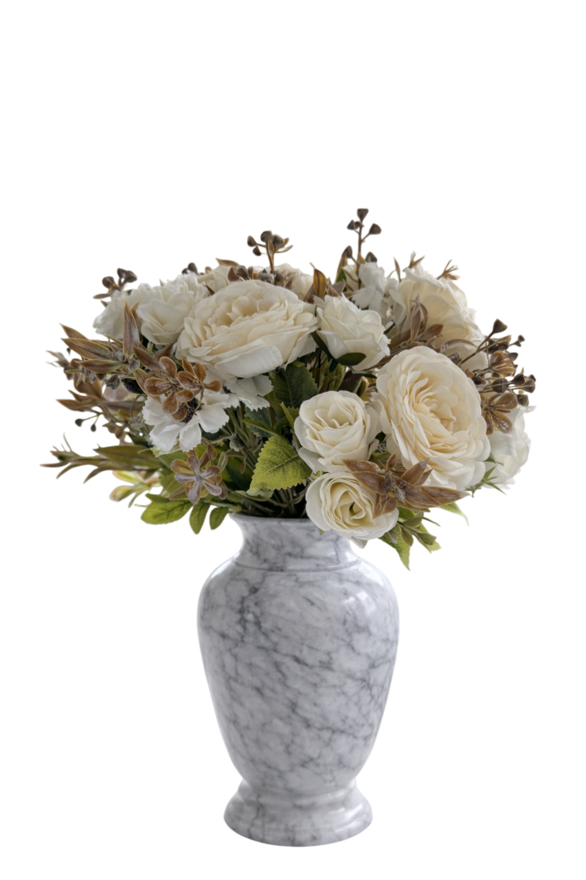 Bouquet Marguerites et Pivoine - Couleur Blanc